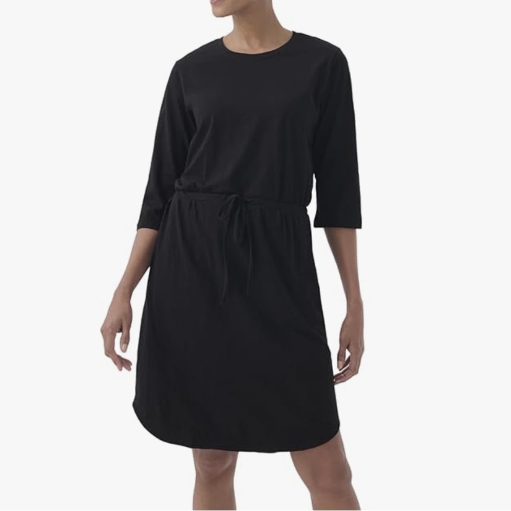 Pact Organic Relaxed Slub Dress Black Medium